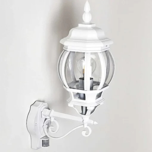 Applique Murale D'Exterieur Lentua Blanc, 1 Lumiere, Detecteur De Mouvement
