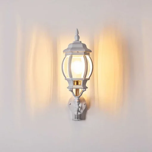 Applique Murale D'Exterieur Lentua Blanc, 1 Lumiere, Detecteur De Mouvement