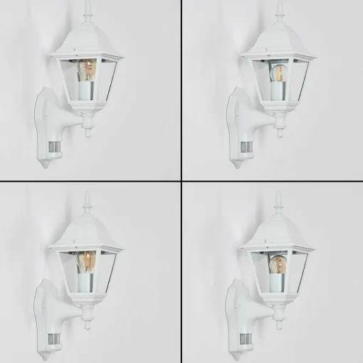 Applique Murale D'Exterieur Naofe Blanc, 1 Lumiere, Detecteur De Mouvement