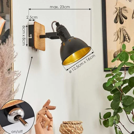 Applique Murale Tina Chrome, Ecru, Noir, 1 Lumiere