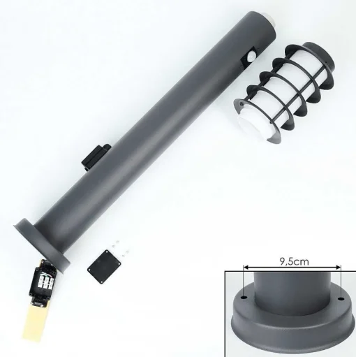 Borne Lumineuse Caserta Anthracite, 1 Lumiere, Detecteur De Mouvement
