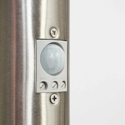 Borne Lumineuse Caserta Nickel Mat, Blanc, 1 Lumiere, Detecteur De Mouvement