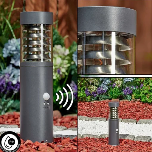 Borne Lumineuse Dakar Anthracite, 1 Lumiere, Detecteur De Mouvement