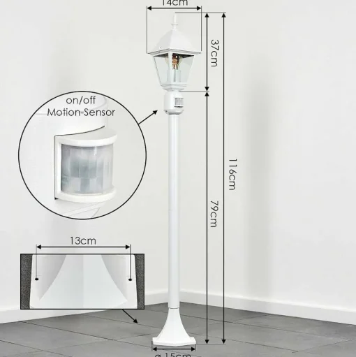 Borne Lumineuse Naofe Blanc, 1 Lumiere, Detecteur De Mouvement