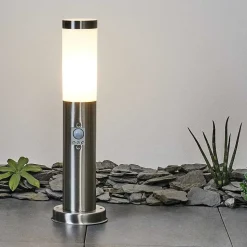 Borne Lumineuse Sessa Nickel Mat, 1 Lumiere, Detecteur De Mouvement