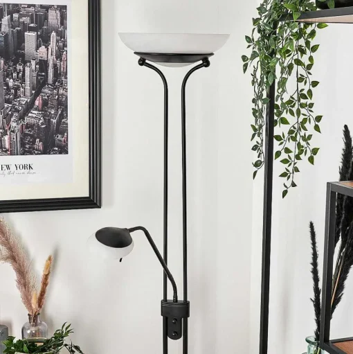 Lampadaire Biot Led Noir, 2 Lumieres