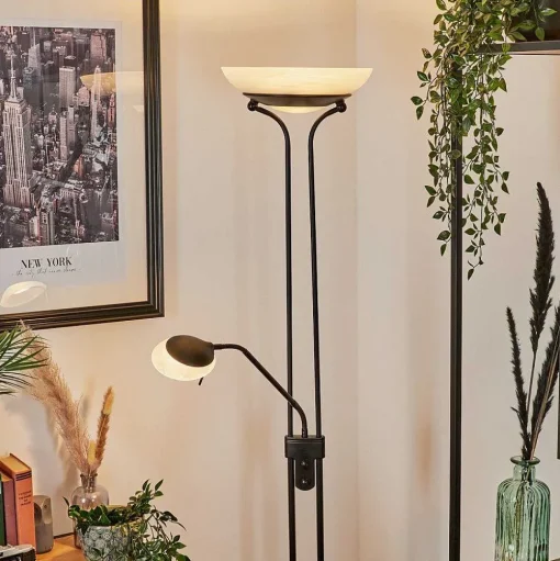 Lampadaire Biot Led Noir, 2 Lumieres