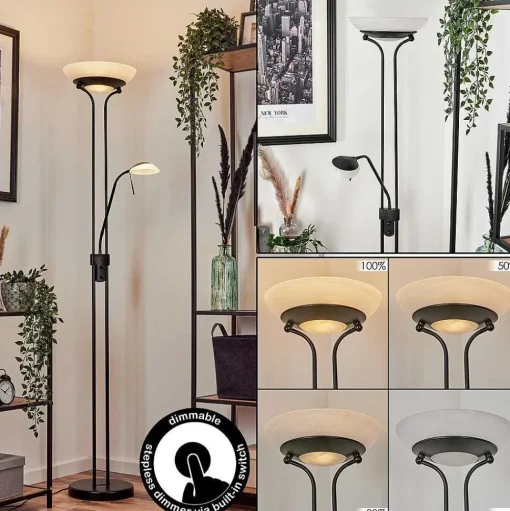 Lampadaire Biot Led Noir, 2 Lumieres