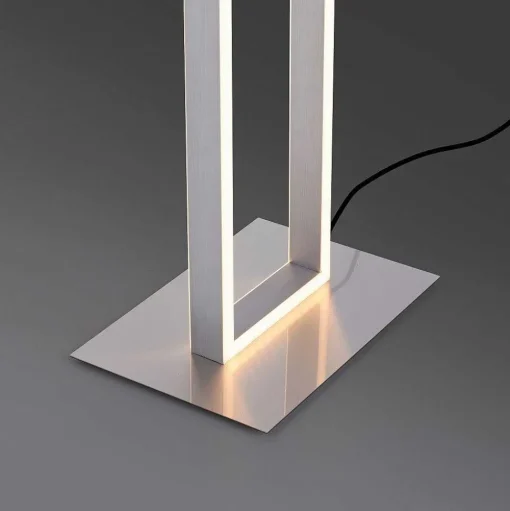 Lampadaire Paul-Neuhaus Q-Kaan Led Acier Brosse, 2 Lumieres, Telecommandes
