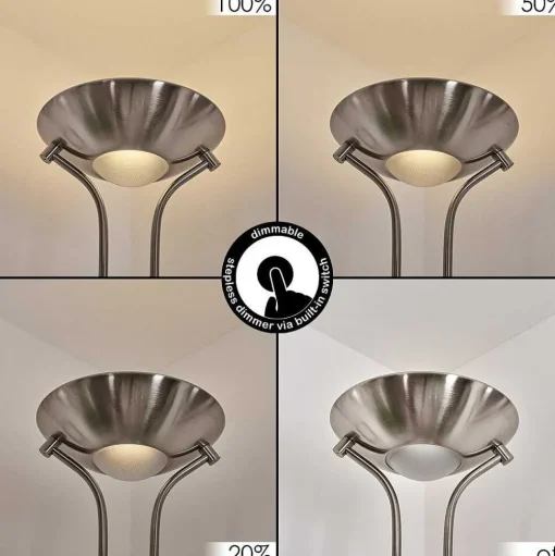 Lampadaire Rom Led Nickel Mat, 2 Lumieres