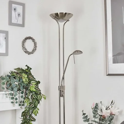 Lampadaire Rom Led Nickel Mat, 2 Lumieres