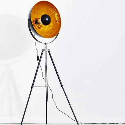 Lampadaire Saturn Chrome, Noir, 1 Lumiere