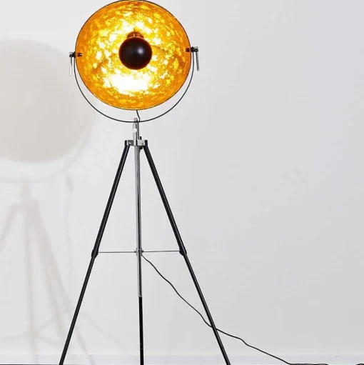 Lampadaire Saturn Chrome, Noir, 1 Lumiere