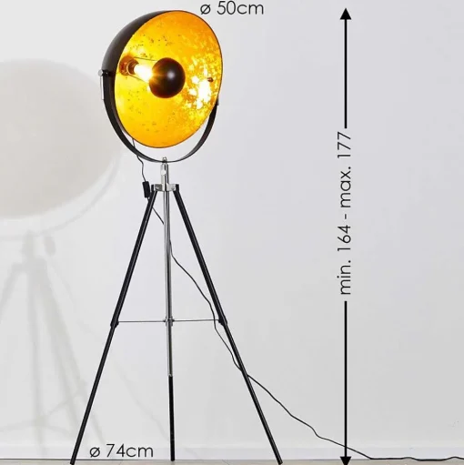 Lampadaire Saturn Chrome, Noir, 1 Lumiere