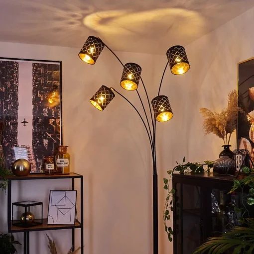 Lampadaire Tallaboa Noir, 5 Lumieres