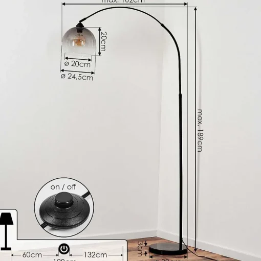 Lampadaire Tapitapa Noir, 1 Lumiere