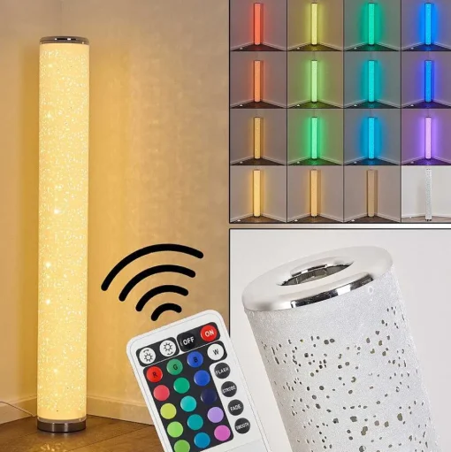 Lampadaire Tumba Led Blanc, 1 Lumiere, Telecommandes, Changeur De Couleurs