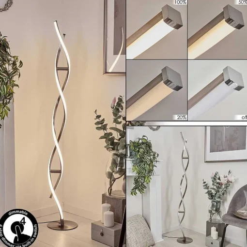 Lampadaire Wellington Led Acier Inoxydable, 2 Lumieres