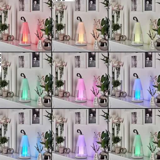 Lampe A Poser Yari Led Gris, Transparent, Blanc, 1 Lumiere, Telecommandes, Changeur De Couleurs