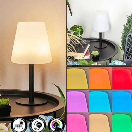 Lampe A Poser Zoume Solar Led Noir, 8 Lumieres, Changeur De Couleurs