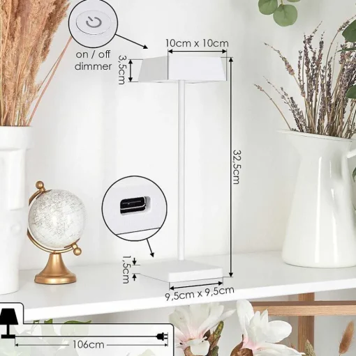 Lampe De Table Algeraz Led Blanc, 1 Lumiere
