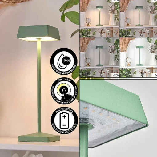 Lampe De Table Algeraz Led Vert, 1 Lumiere