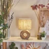 Lampe De Table Francillon Brun, Chrome, Couleur Bois, 1 Lumiere
