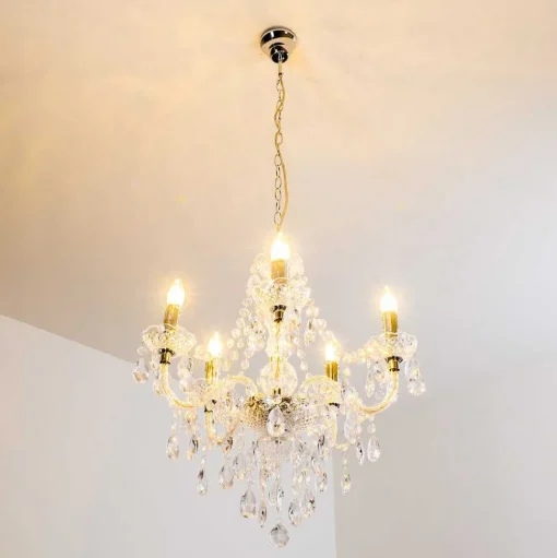 Lustre A 5 Lampes Transparent, 5 Lumieres
