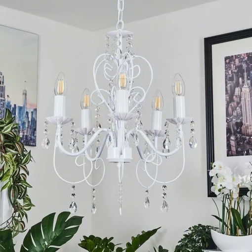Lustre Ksim Blanc, 5 Lumieres