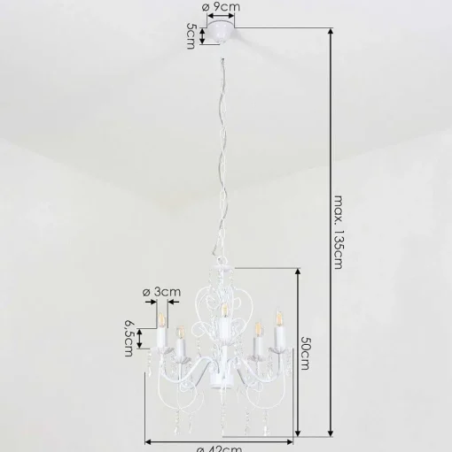 Lustre Ksim Blanc, 5 Lumieres