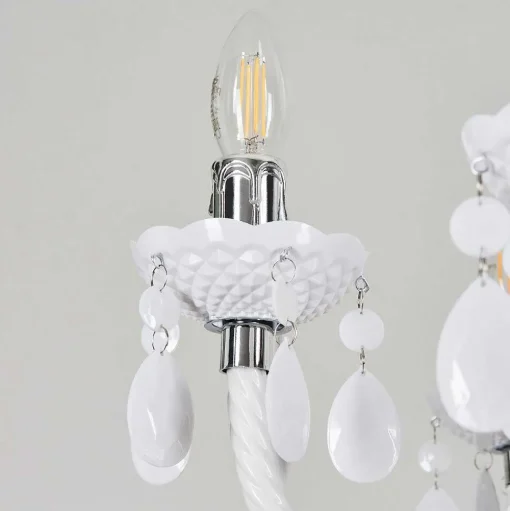 Lustre Malmback Chrome, Blanc, 6 Lumieres
