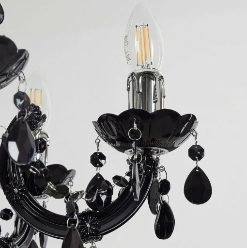 Lustre Malmback Chrome, Noir, 5 Lumieres