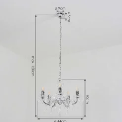 Lustre Malmback Chrome, Transparent, 5 Lumieres