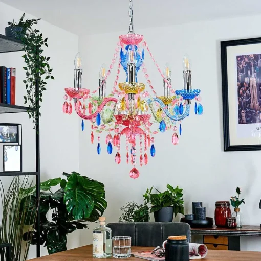 Lustre Malmback Multicolore, Chrome, 5 Lumieres
