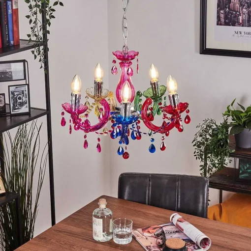 Lustre Malmback Multicolore, Chrome, 5 Lumieres
