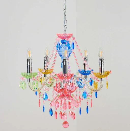 Lustre Malmback Multicolore, Chrome, 5 Lumieres