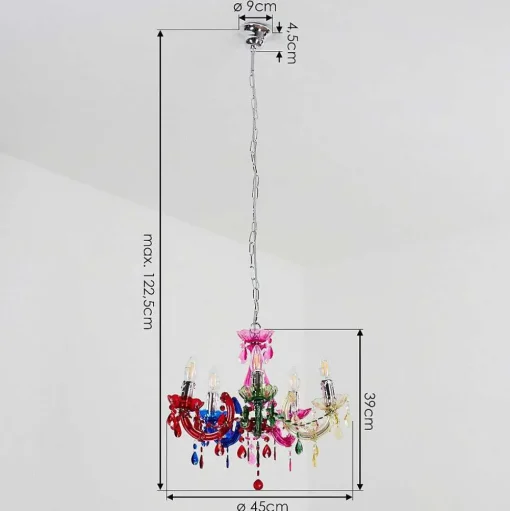 Lustre Malmback Multicolore, Chrome, 5 Lumieres