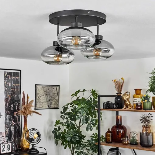 Plafonnier Haikala Noir, 3 Lumieres