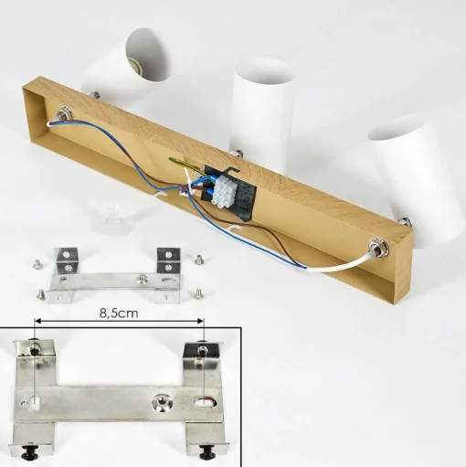 Plafonnier Javel Brun, Chrome, Couleur Bois, 3 Lumieres