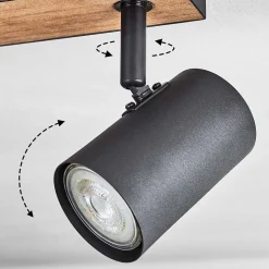 Plafonnier Javel Brun, Couleur Bois, Noir, 6 Lumieres