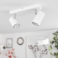 Plafonnier Javel Chrome, Blanc, 2 Lumieres