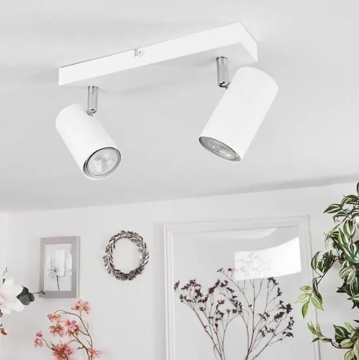 Plafonnier Javel Chrome, Blanc, 2 Lumieres