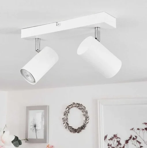 Plafonnier Javel Chrome, Blanc, 2 Lumieres