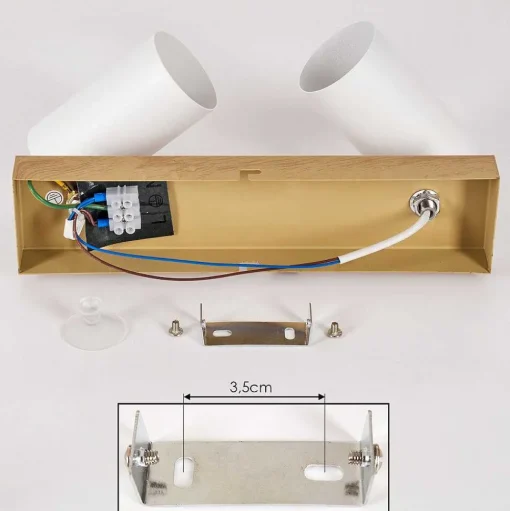 Plafonnier Javel Chrome, Couleur Bois, 2 Lumieres
