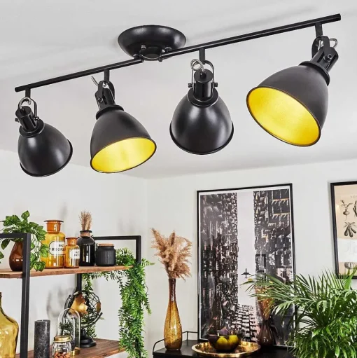 Plafonnier Koppom Noir, 4 Lumieres