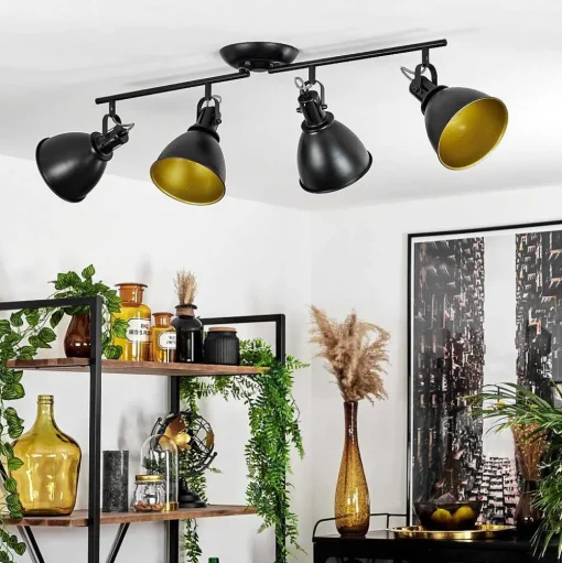 Plafonnier Koppom Noir, 4 Lumieres