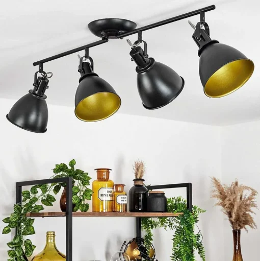 Plafonnier Koppom Noir, 4 Lumieres