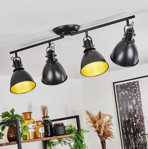 Plafonnier Koppom Noir, 4 Lumieres