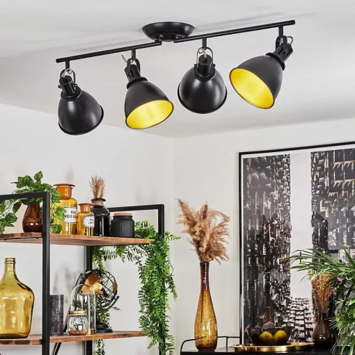 Plafonnier Koppom Noir, 4 Lumieres