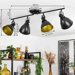 Plafonnier Koppom Noir, 4 Lumieres